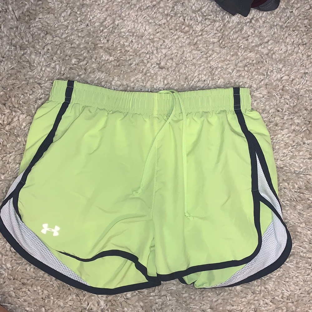 neon yellow under armour running shorts